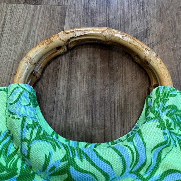 Lilly Pulitzer Bamboo Tote Handbag Cool Mint, Catching Rays Pattern, NEW no tags - Picture 6 of 15